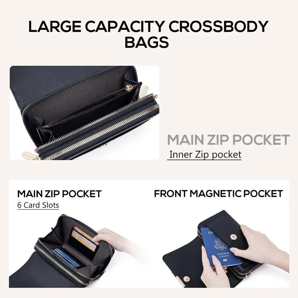 Small Crossbody Bag for Women PU Leather Compact Phone Wallet with Card Slots